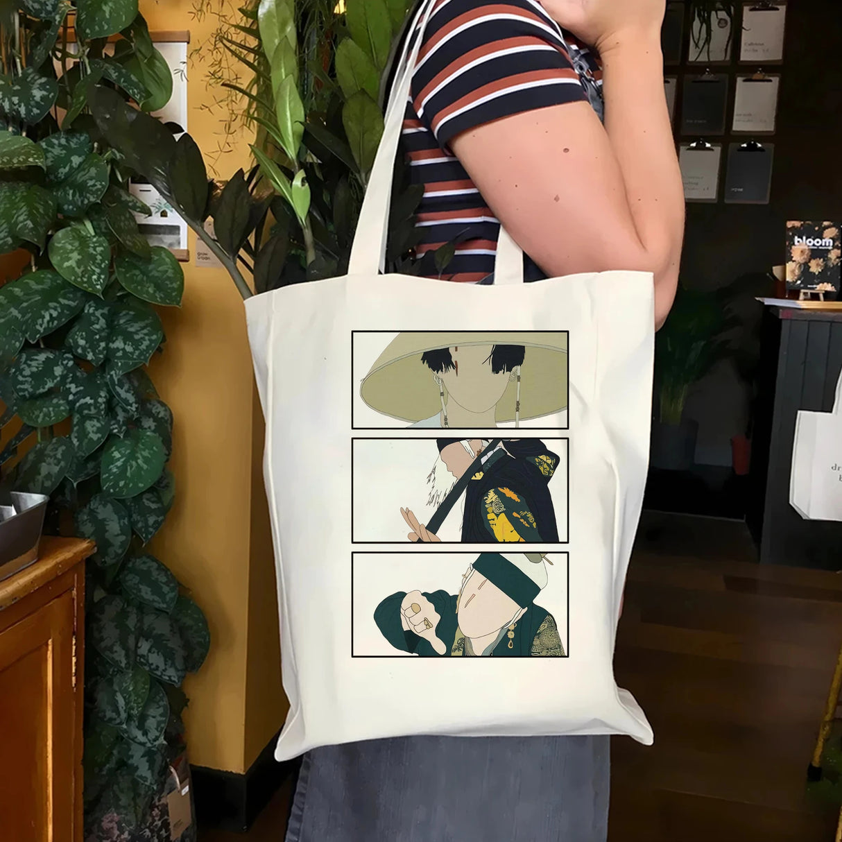 Agust D Daechwita Vintage print tote bag Suga Yoongi women's popular canvas bag K-pop tote bag Casual portable canvas tote bag