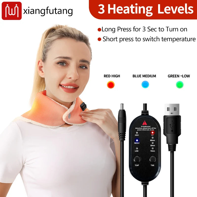 Heated Neck Brace Relief Pain Fatigue Sprain Warm Therapy Physiotherapy Dredge Meridians Joint Spondylosis Support Household