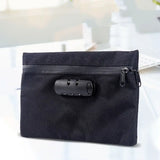 Portable Money Bag With Lock Black Locking Accessories Pouch Security Bag for Cash Combination Lock with Zip Document Bag Travel