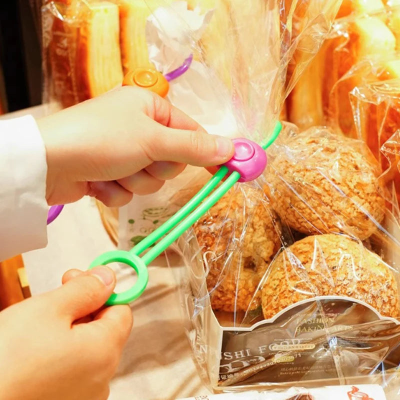 10PCS Adjustable Silicone Food Bag Sealing Strap Multifunctional Food Preservation Sealing Clip Kitchen Food Freshness Gadgets