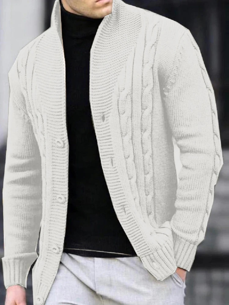 Men's Casual V-Neck Button-Up Cardigan Solid Color Knit Sweater for Fall Winter Machine Washable knitwear coat mens sweater