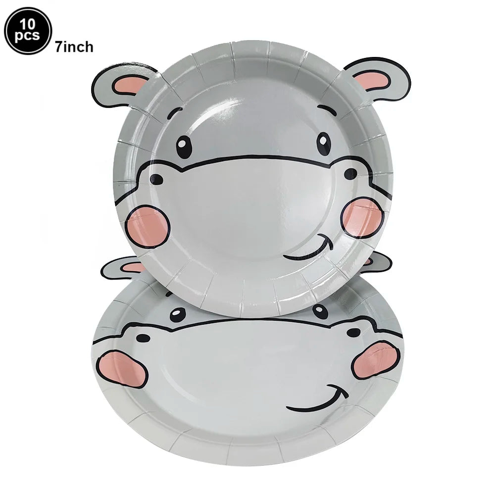 10pcs Farm Animals Party Paper Plates Cock Pig Cow Sheep Disposable Plates Kids Birthday Decor Cartoon Animals Dinnerware Plates