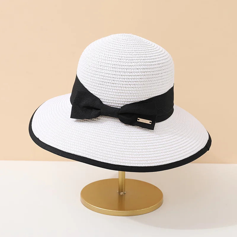 Summer Beach Hat for Women Casual Lady Style Flat Bowknot Straw Cap Fashion Outdoor Panama Girls Sun Protection Chapeu Feminino