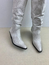 Designer Brand New Fall Winter Pointy Toe Thick Heel Serpentine Vintage Boots Botas De Invierno Para Mujer Hot Selling
