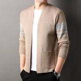 Men's Knitted Cardigan Spring Autumn Loose Casual Versatile Middle-aged Dad Fashion Sweater Simple Coat