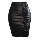 Leather Skirts For Women Knee Length Ladies High Waist And Knee Skirt Bandage Split Sexy Hip Skorts Skirts For Women Dressy