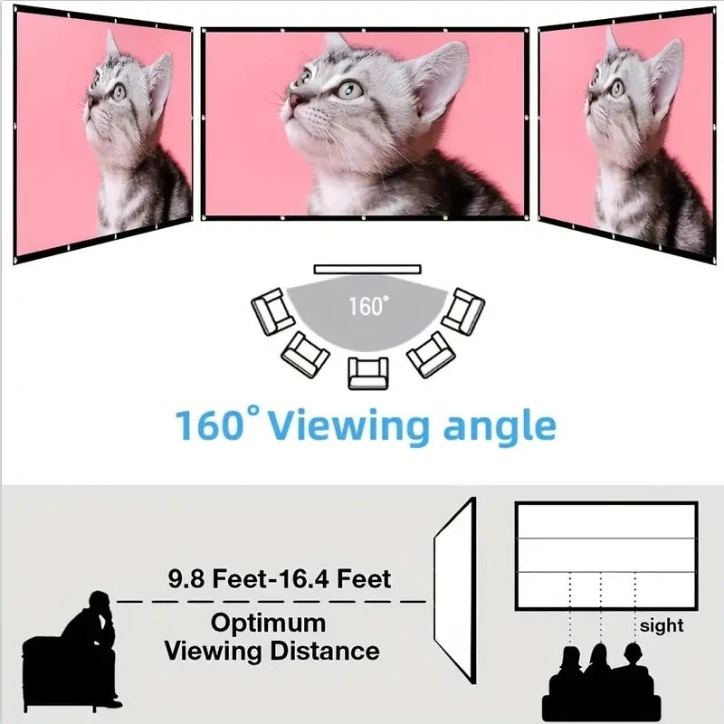 Easy folding projection screen 60-150 inch easy tent 16:9 outdoor full HD 2K 4K projector screen