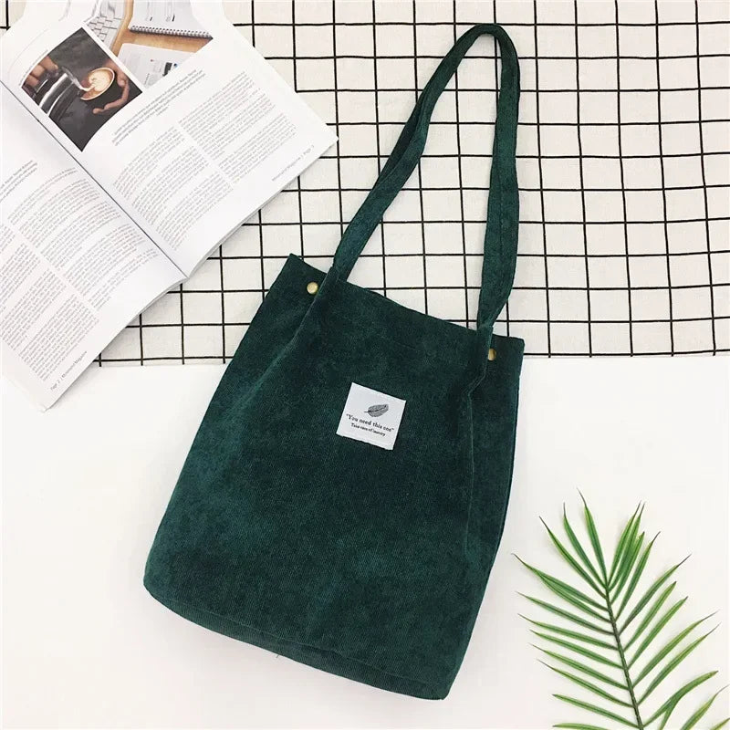 Bags for Women 2021 Corduroy Shoulder Bag Reusable Shopping Bags Casual Tote Female Handbag for A Certain Number of Dropshipping