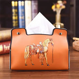 Retro Furniture Tissue Box PU Leather Tissue Case Napkin Holder Storage Container Car DesktopTissue  Storage Box Napkin Holder