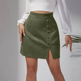 Skirts for Women Women's Solid Color Suede Skirt European And High Waist Metal Buckle Hip Skirt Rip Skirts for Women Length 3