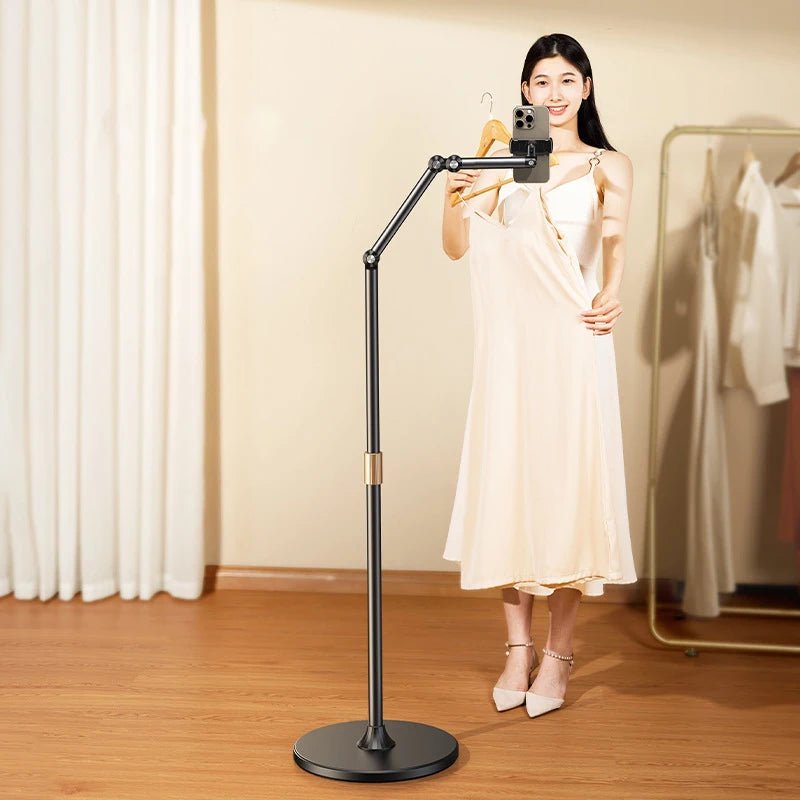 Tablet Stand Phone Holder Floor Lazy Support Stand Desktop Live Broadcast Stand Aluminum Alloy Retractable iPad Clip