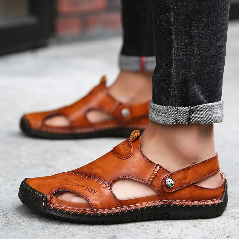 Summer Men's Sandals Men Leather Sandals Classic Roman Sandals Slipper Soft Outdoor Sneakers Beach Rubber Men Trekking Sandals