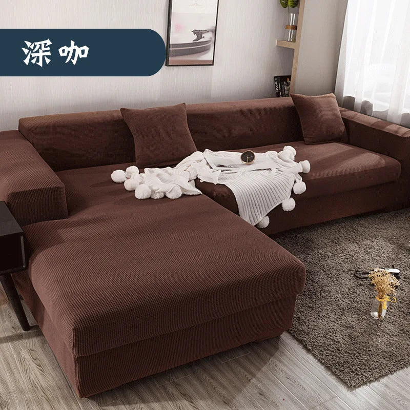 Sofa Cover for Living Room Thick Elastic Polar Fleece 1/2/3/4 Seater L-shaped Corner Sofa Cover for Sofa Chaise Longue