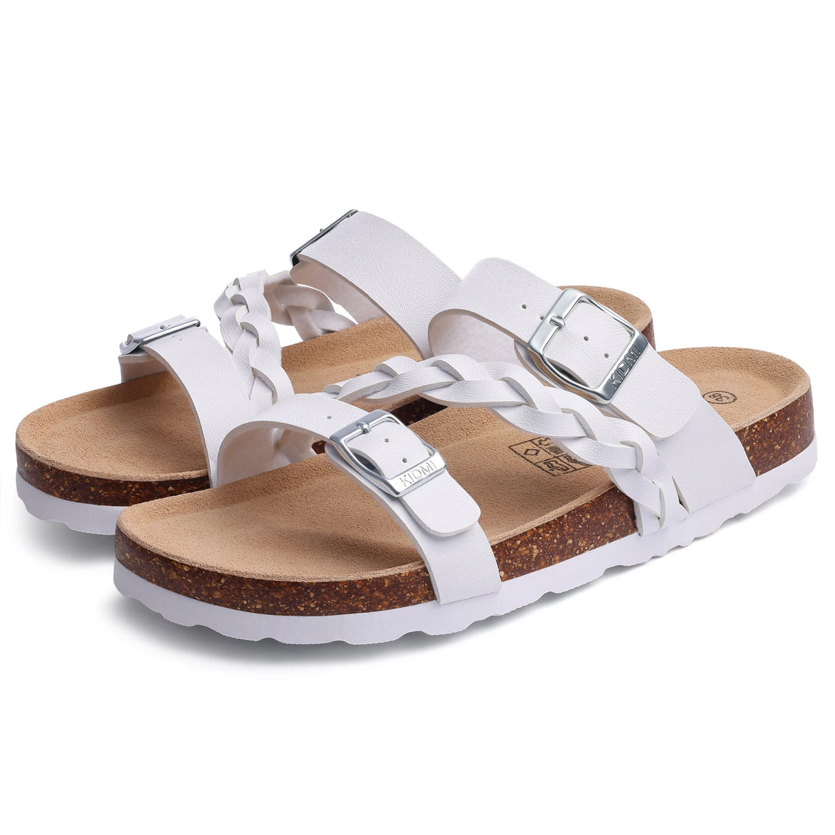 KIDMI Fashion Women's Cork  Sandals Summer Sandals Women Outdoor Nonslip Slip-On Slide Sandals With Adjustable Buckle Sandals