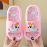 Summer Kids Home Shoes Flip Flops Baby Girls Slippers for Children Cartoon Unicorn Bathroom Antislip Thick Sole Slides