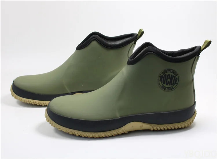 2022 New Men's Pull-on Rain Boots Waterproof Rubber Ankle Boots Outdoor Leisure Fishing Boots Student Rain Boots
