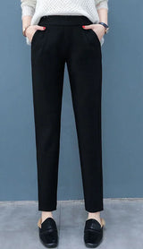 Woolen Pants For Women Harem Pencil Pants 2025 Autumn Winter High Waist Big Stretch Korean Style Casual Lady Suit Pants Trousers