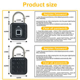 Smart Door Pad Lock Electronic Fingerprint Padlock Keyless USB Rechargeable Quick Unlock Zinc alloy Metal Self Developing Chip