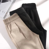 Woolen Pants For Women Harem Pencil Pants 2025 Autumn Winter High Waist Big Stretch Korean Style Casual Lady Suit Pants Trousers