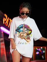 Women T-Shirts Let It Be Whisper Words of Wisdom Street Print New Tee Comfortable Personality Tee Clothes Oversized Tops