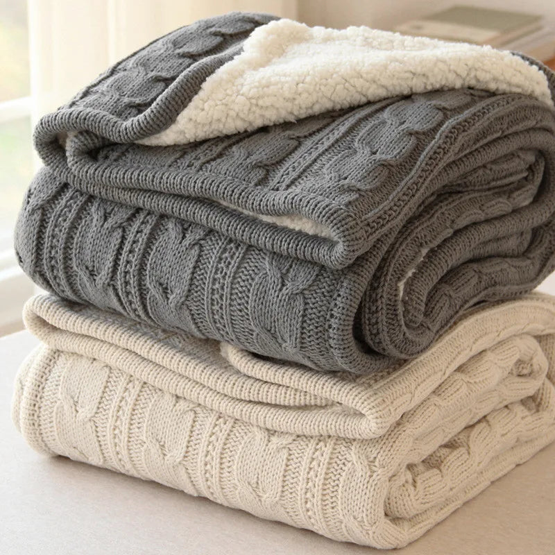 Cozy Cable Knit Throw Blanket Nordic Knitted Thread Blankets For Bed Sofa Cover Bedspread On The Bed Home Travel TV Nap Blanket