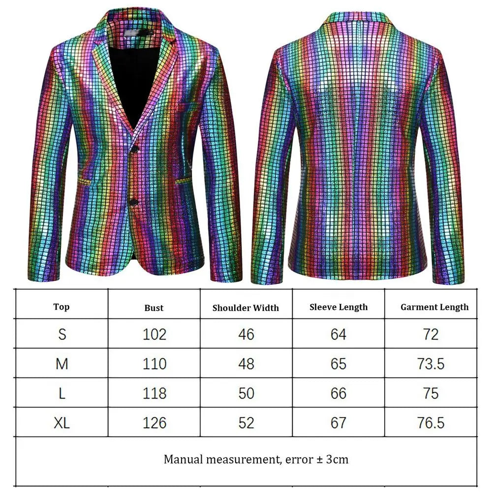 Sequins Blazers Shiny Sequins Suit Jacket Halloween Outfits Two Button Blazer Tuxedo Disco Glitter Party Blazer For Men Dinner