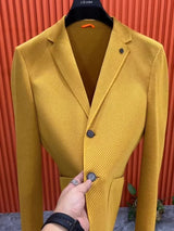Jacket for Men Long Coats Single Breasted Striped Man Suits and Blazers Simple Original Classic Menswear Fashion 2024 Casual