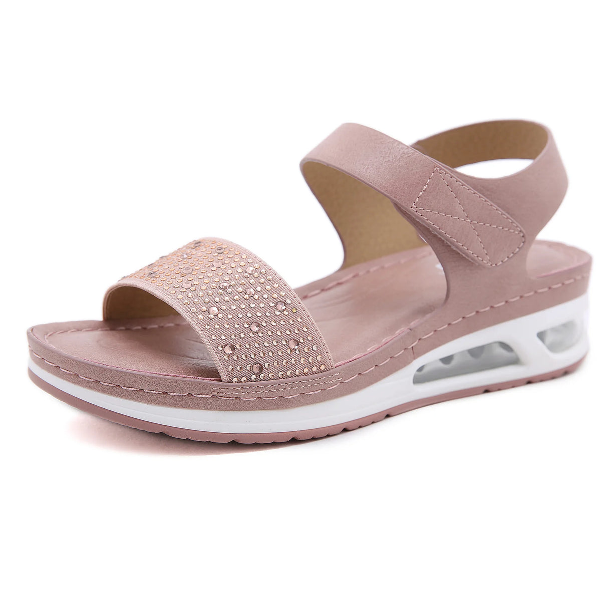 Women Sandals Summer Comfortable Breathable Wedge Sandals Women Casual Sports Sandals Women Rhinestone Face Platform Sandals
