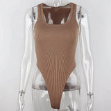 Sleeveless Knit Bodysuit for Women, Off Shoulder Halter Tops, Casual Street Bodycon, Sexy Clubwear, Hot Summer, 2024
