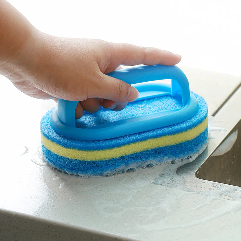 Cleaning brush with handle, sponge wiping, kitchen cleaning, dishwashing brush, thick sponge wiping, cleaning brush