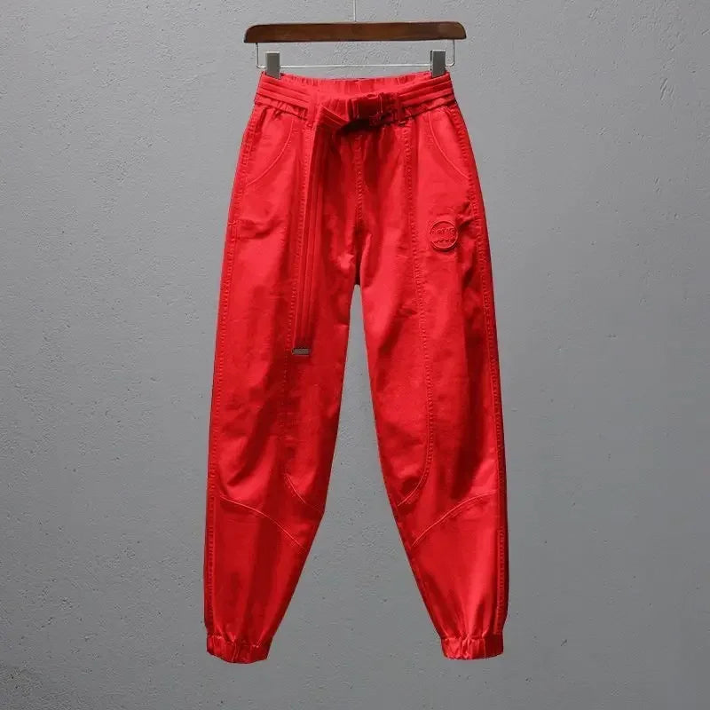 White Pants for Women with Elastic Waistband Loose and Casual Joggers Ankle-Length Leggings with Slimming Effect Harem Pants