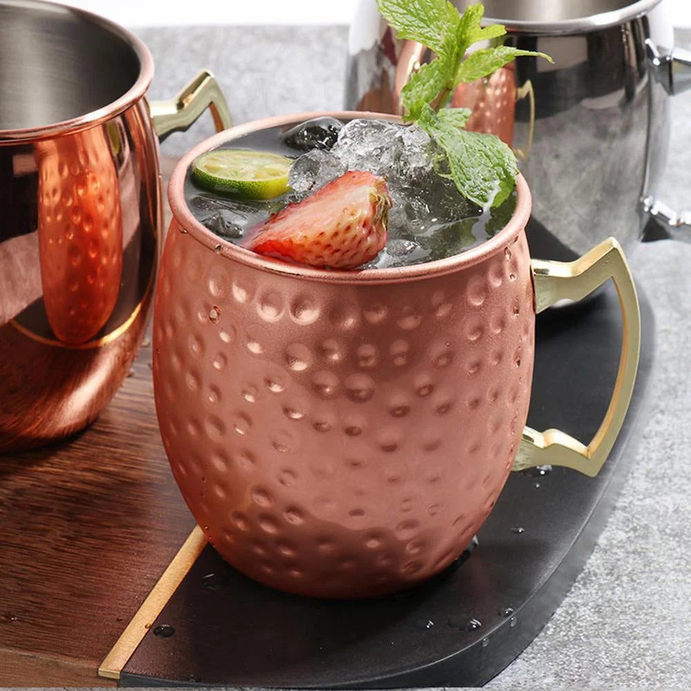 1-3pcs 550ml Hammered Copper Plated Moscow Mule Mug Beer Cup Coffee Cup Mug Copper Plated Canecas Mug Travel Mug Champagne Party
