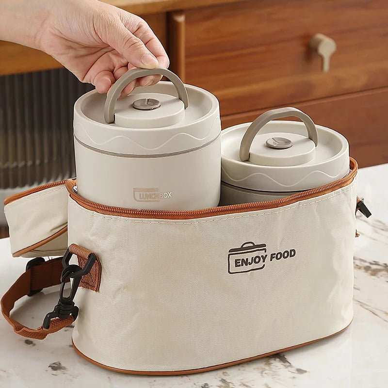 Insulated cooking pot, stackable stainless steel bento box, microwaveable stainless steel container, lunch box