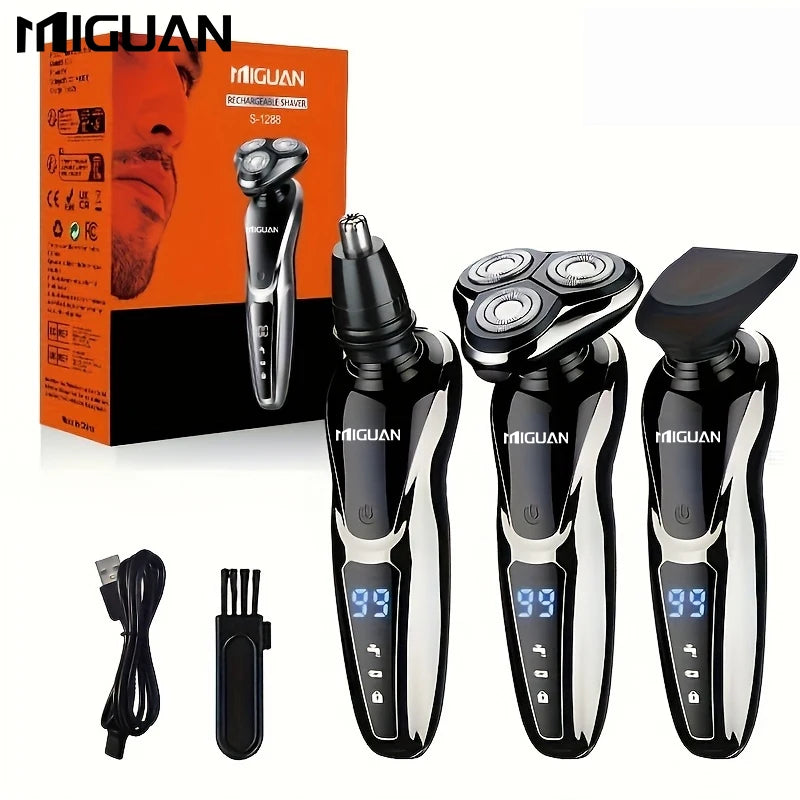 Electric Razor For Men, 3 In 1 Electric Shaver Nose Hair Trimmer USBRechargeable Portable Razor 3D Floating Blade Digital