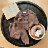 2Pcs Baby Boy Clothes Set Soft Knit Cotton Baby Boy Sweater + Pants Kids Outfit Spring