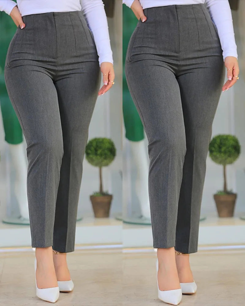 Pants for Woman 2025 Business Office Lady Black High Waist Waist Tight Fitting Elegant Work Pants Female Trousers
