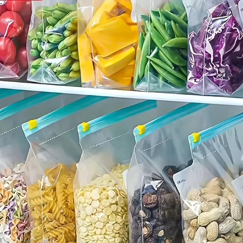 Zipper seal bag; Reusable fridge bag with zipper lock; Food storage bag for preservation and sealing; Kitchen storage bag