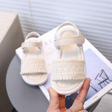 Girls Sandals Versatile Casual 2025 Summer New Kids Beach Shoes Non-slip Soft Sole Girls Princess Style Open Toes Soild Color