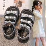 Girls' Sandals 2025 Summer New Children's Princess Shoes Middle and Large Children's Beach Leakage Finger Shoes Soft soled Shoes