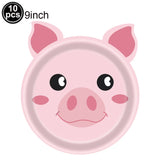 10pcs Farm Animals Party Paper Plates Cock Pig Cow Sheep Disposable Plates Kids Birthday Decor Cartoon Animals Dinnerware Plates