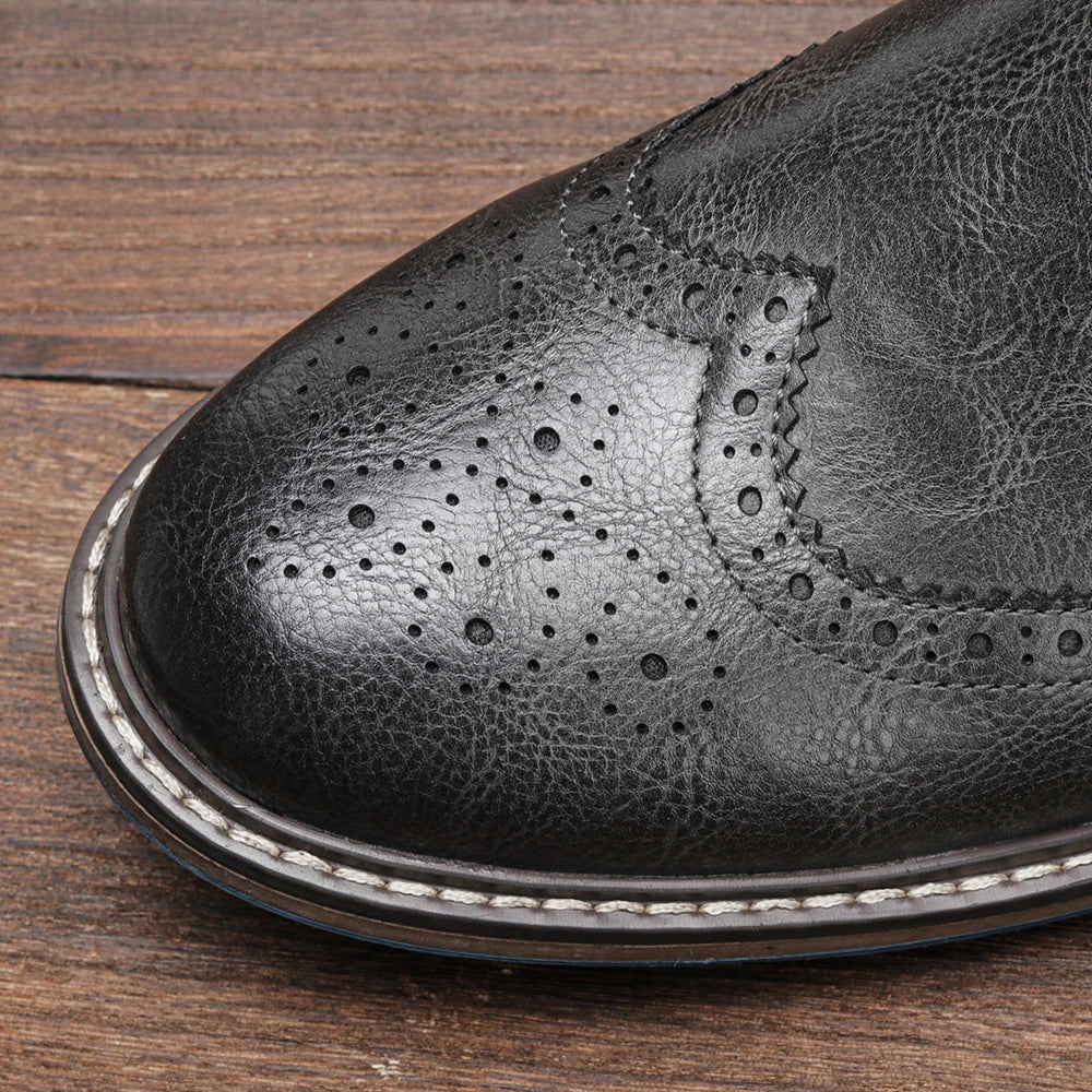 Men Chelsea Boots Fashion Retro Men Leather Boots Brogue Ankle Boots