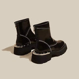 High Quality Black Shoes for Women Platform Boots Street Round Toe Ladies Shoes Non-slip Thick-soled Goth Boots Zapatos De Mujer