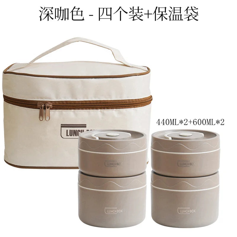 Insulated cooking pot, stackable stainless steel bento box, microwaveable stainless steel container, lunch box