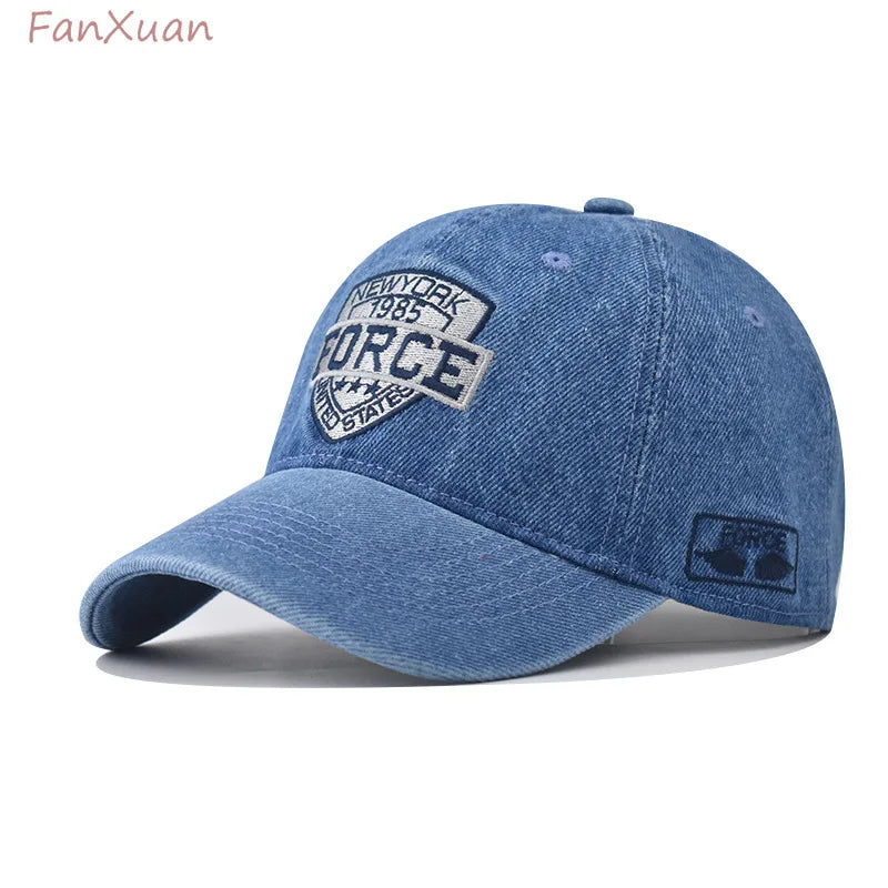 denim baseball cap for men women spring summer cap letters embroidery