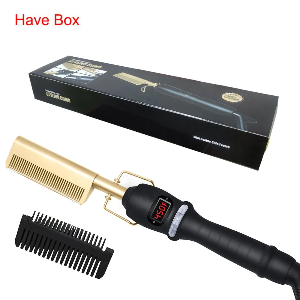 Hair Straightener Brush Smoothing Iron Hot Comb Straightener for Wigs Professional Hair Straightening Brush Ceramic Hair Curler