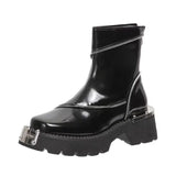 High Quality Black Shoes for Women Platform Boots Street Round Toe Ladies Shoes Non-slip Thick-soled Goth Boots Zapatos De Mujer