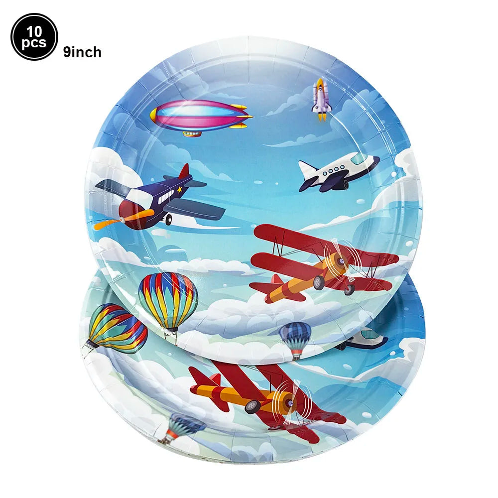 Fighter Plates Airplane Birthday Party Decor Plane Plates Blue Sky Plates Two Fly Paper Plates Napkins Party Supplies for Boys