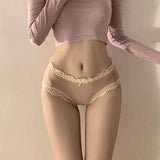 Simplicity Modal Panties For Women Sexy Mid Waist Girls Knickers Sexy Lace Edge Underpants Half Wrap Buttocks Lady Briefs