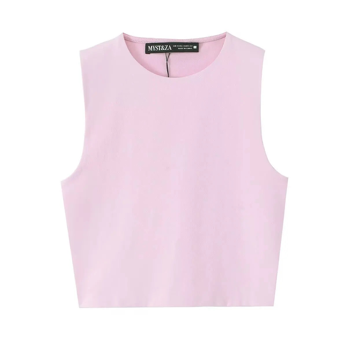 TFMLN Summer Sleeveless Tops For Women Casual Crop Tops Basic Vest O-neck OL Slim Sleeveless Solid T Shirts 2025 Fashion New