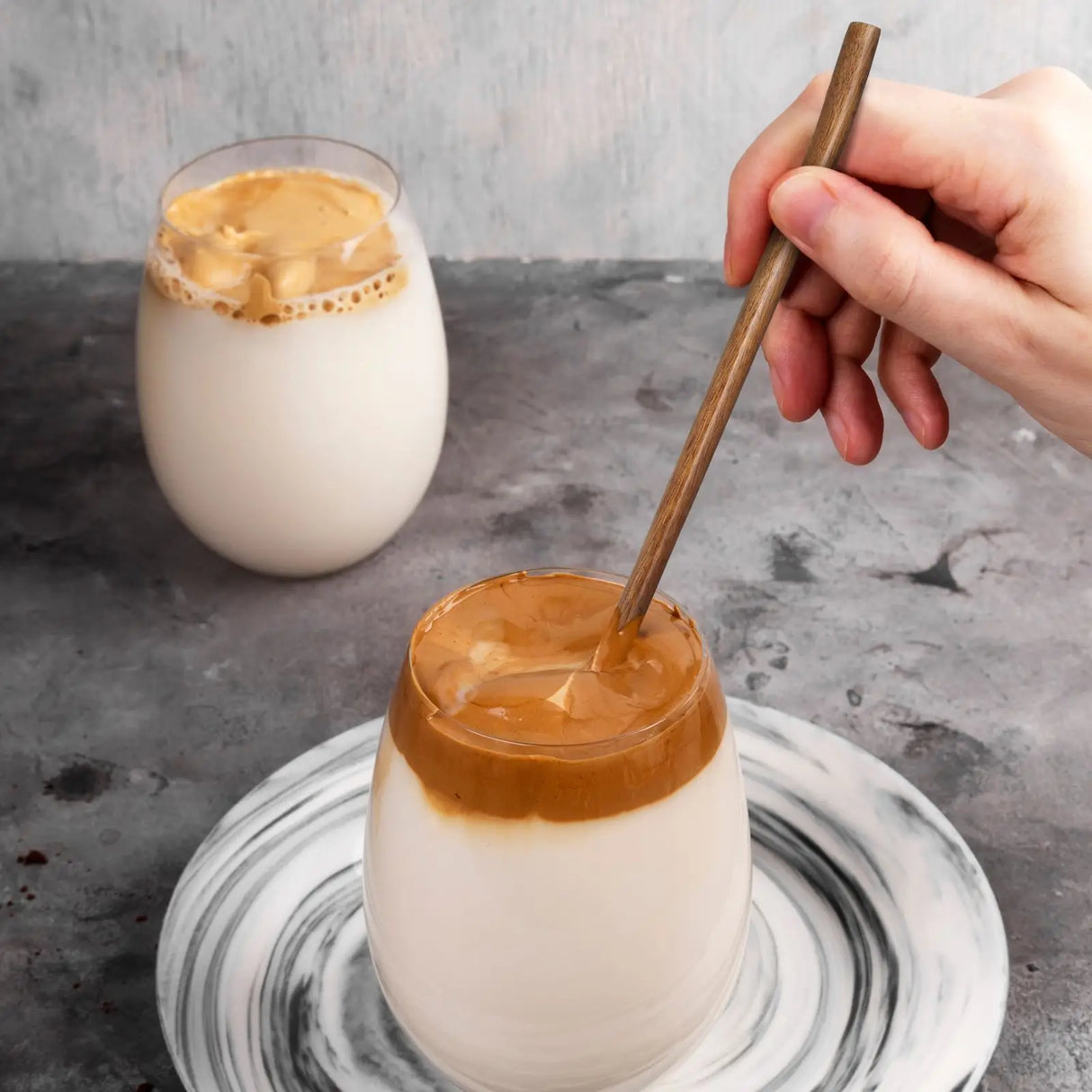 2PCS Coffee Spoon Long Handle Coffee Spoon Japanese Stirring Small Wooden Spoon Retro Honey Spoon Nanmu Small Soup Spoon